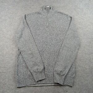 Calvin Klein Sweater Mens Medium Gray Cotton 1/4 Zip Mock Neck Knit Pullover